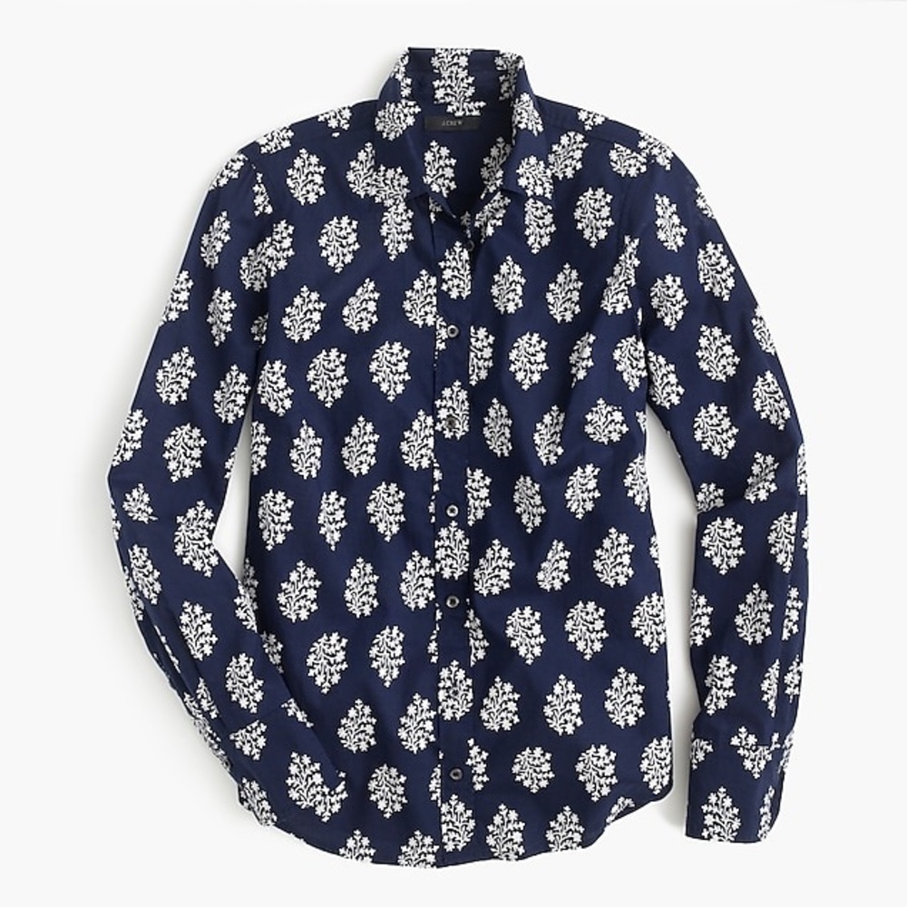 J. Crew Button Up in Fern-printed Indian Cotton